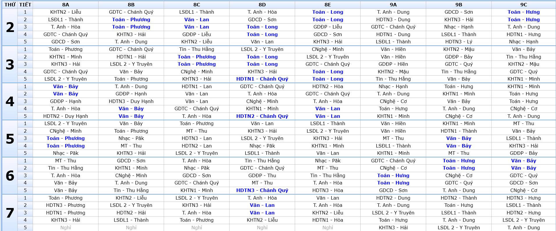 Thời khóa biểu số 3 (Áp dụng từ ngày 10/11/2025)